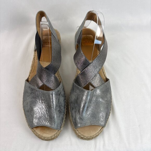 Kanna Espadrille Sandals Women’s 41 Metallic Silver Crisscross Slingback Spain - Picture 4 of 16